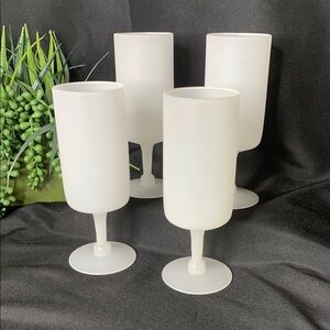 Set of 4 unusual blown glass Frosted wine glasses